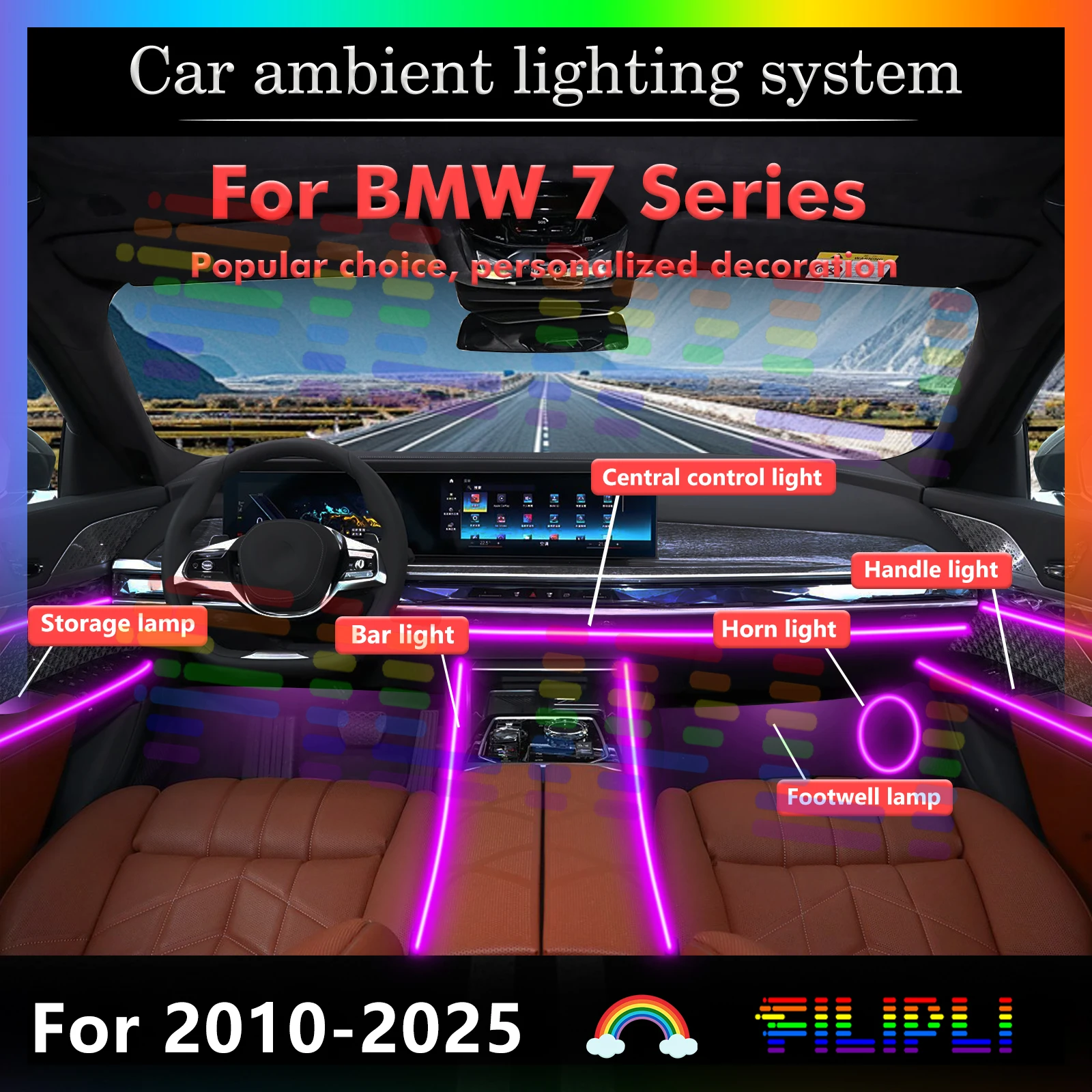 For BMW 7 Series Car Interior LED Multi-color Ambient Decorative Light, Smart Control Lamp
For BMW 7 Series Car Interior LED Multi-color Ambient Decorative Light, Smart Control Lamp