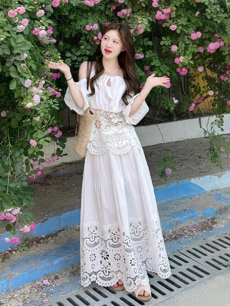White Shoulder-baring Top And High-waisted Skirt Set Women's Fashionable Korean Style Spring Summer Outfit Comfortable Two-pi...
White Shoulder-baring Top And High-waisted Skirt Set Women's Fashionable Korean Style Spring Summer Outfit Comfortable Two-pi...