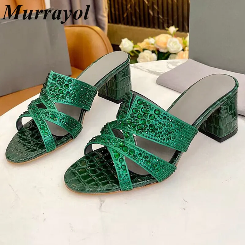 New Open Toe Bling Bling Rhinestone Decor Slippers Women Glitrey Thick High Heels Sandals Summer Fashion Party Dress Shoes
New Open Toe Bling Bling Rhinestone Decor Slippers Women Glitrey Thick High Heels Sandals Summer Fashion Party Dress Shoes