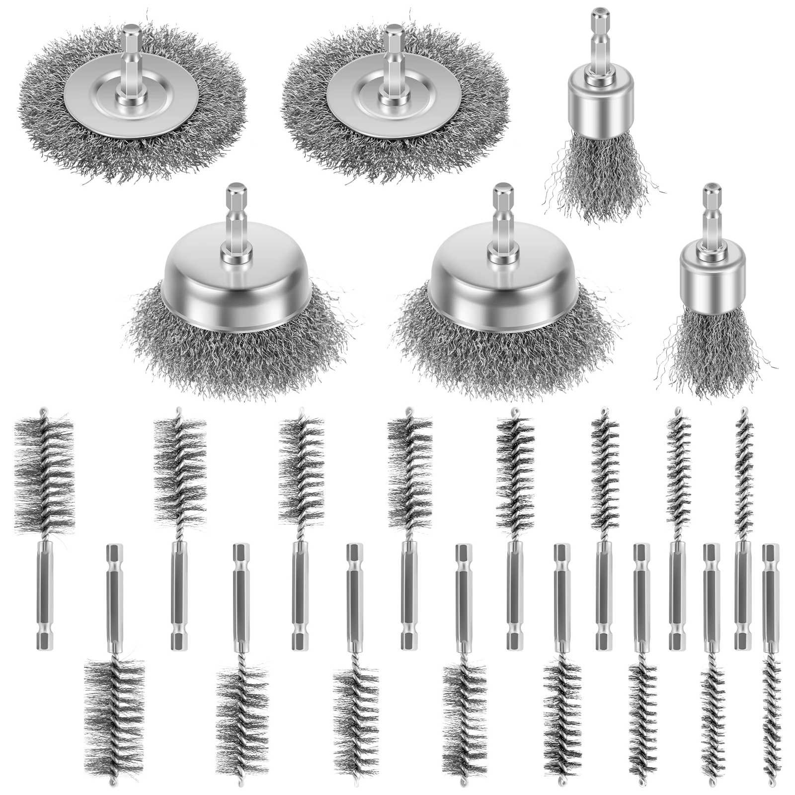  22 шт. щетка для сверла, набор проволочных щеток, щетка для чистки нержавеющей стали, шестигранный хвостовик 1/4 дюйма для удаления ржавчины электрической дрели
22 шт. щетка для сверла, набор проволочных щеток, щетка для чистки нержавеющей стали, шестигранный хвостовик 1/4 дюйма для удаления ржавчины электрической дрели