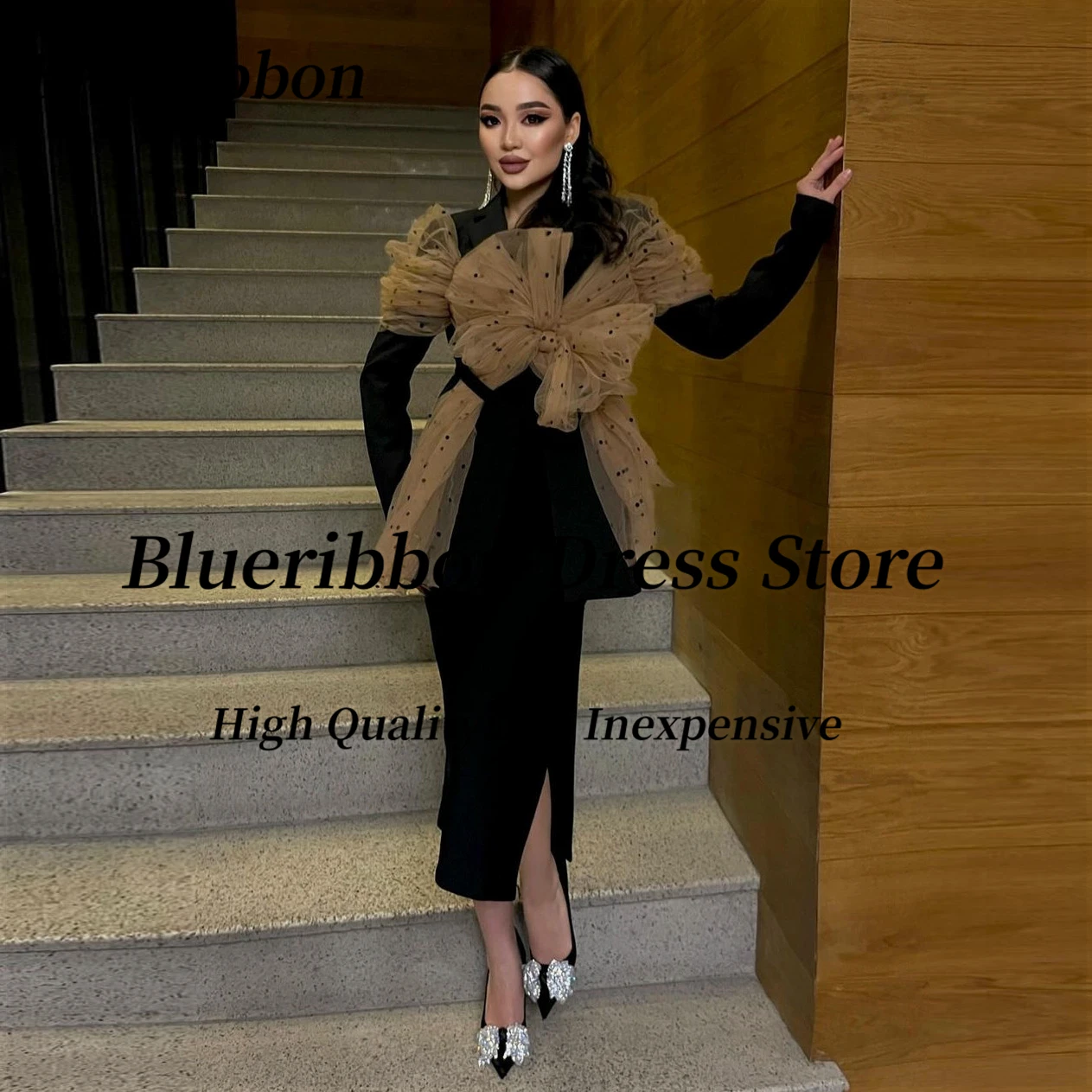 Blueribbon Black Side Slit Short Prom Dresses Long Sleeves Backless Cocktail Party Evening Contrast Color Decoration Vestidos De
Blueribbon Black Side Slit Short Prom Dresses Long Sleeves Backless Cocktail Party Evening Contrast Color Decoration Vestidos De