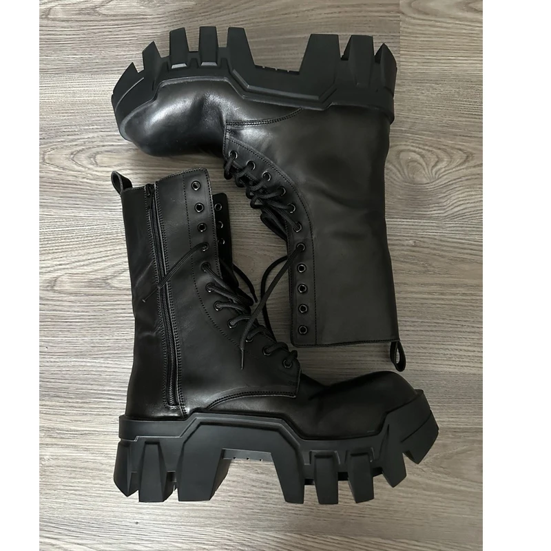 Round Toe Lace-Up Sawtooth Platform Mid-Calf Boots Woman Winter 2026 Black Height Increasing Side Zip Luxury Shoes for Women
Round Toe Lace-Up Sawtooth Platform Mid-Calf Boots Woman Winter 2026 Black Height Increasing Side Zip Luxury Shoes for Women