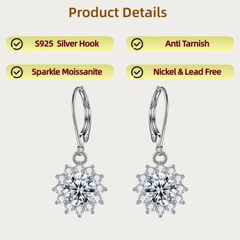 LAMVOICE Jewelry for women, S925 sterling silver moissanite earrings, Christmas day gifts for her,j ewelry with gift box
LAMVOICE Jewelry for women, S925 sterling silver moissanite earrings, Christmas day gifts for her,j ewelry with gift box