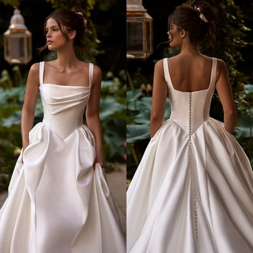 Customized Simple White Satin Prom Dress Modern Strapless Spaghetti Straps Sleeveless Wedding Dress Luxury Robe de mar
Customized Simple White Satin Prom Dress Modern Strapless Spaghetti Straps Sleeveless Wedding Dress Luxury Robe de mar