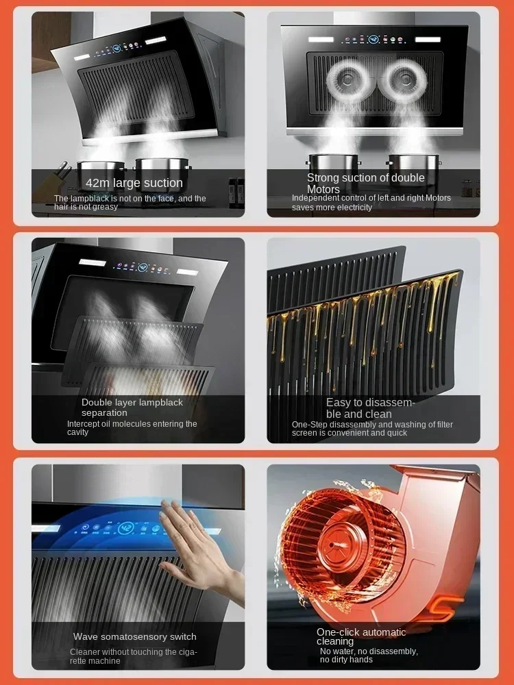 Эффективная вытяжка для хорошей жены 220 В с двумя двигателями и отличными характеристиками вытяжки дыма AE
Эффективная вытяжка для хорошей жены 220 В с двумя двигателями и отличными характеристиками вытяжки дыма AE