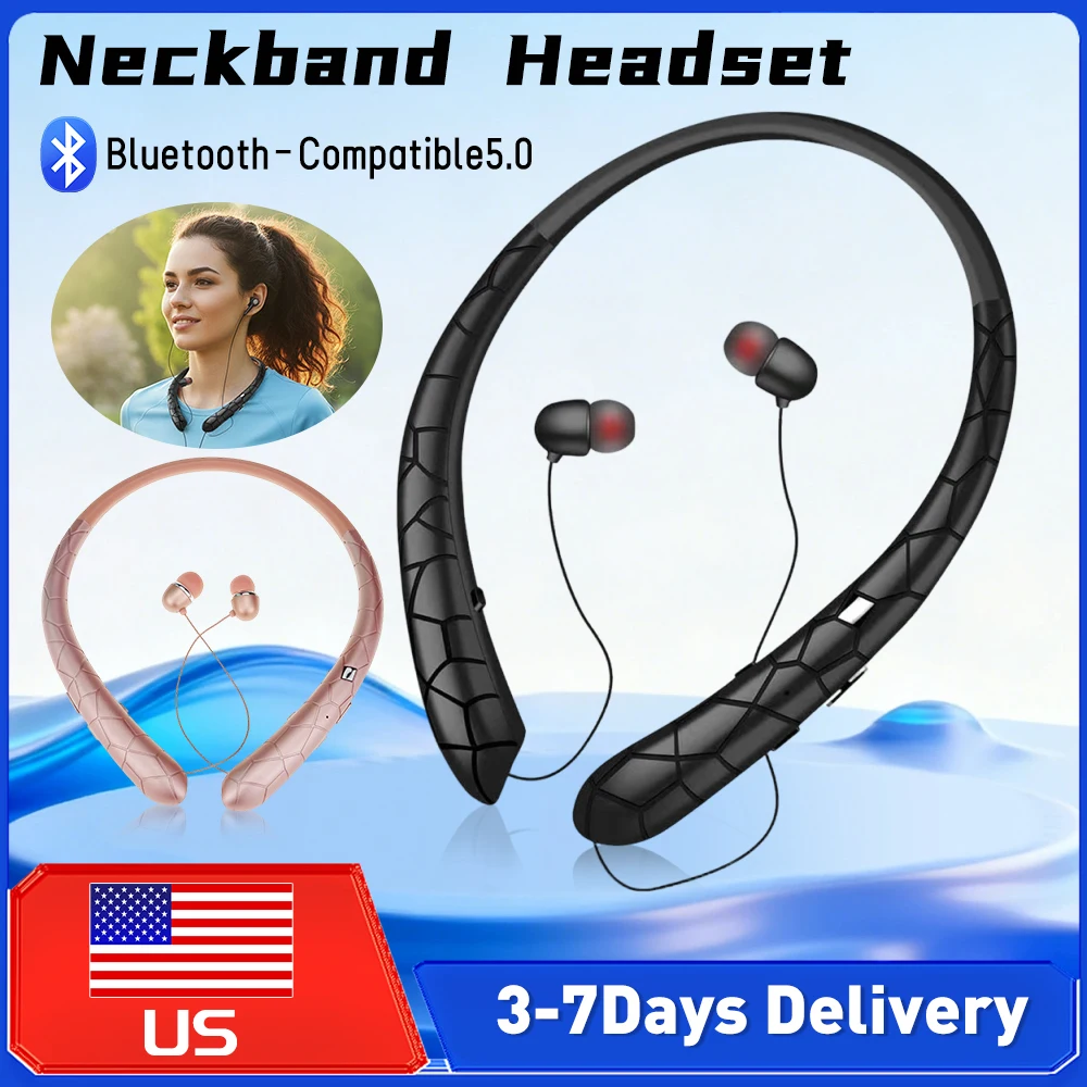 Waterproof Neckband Headset Bluetooth 5.0 Noise Canceling Retractable Earbuds with Mic for Running Workout iPhone Samsung New
Waterproof Neckband Headset Bluetooth 5.0 Noise Canceling Retractable Earbuds with Mic for Running Workout iPhone Samsung New