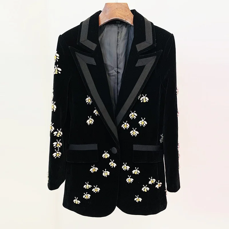 New European and American Fashion Slim Fit Bee Heavy Work Embellished Diamond Beaded Velvet Suit Jacket
New European and American Fashion Slim Fit Bee Heavy Work Embellished Diamond Beaded Velvet Suit Jacket