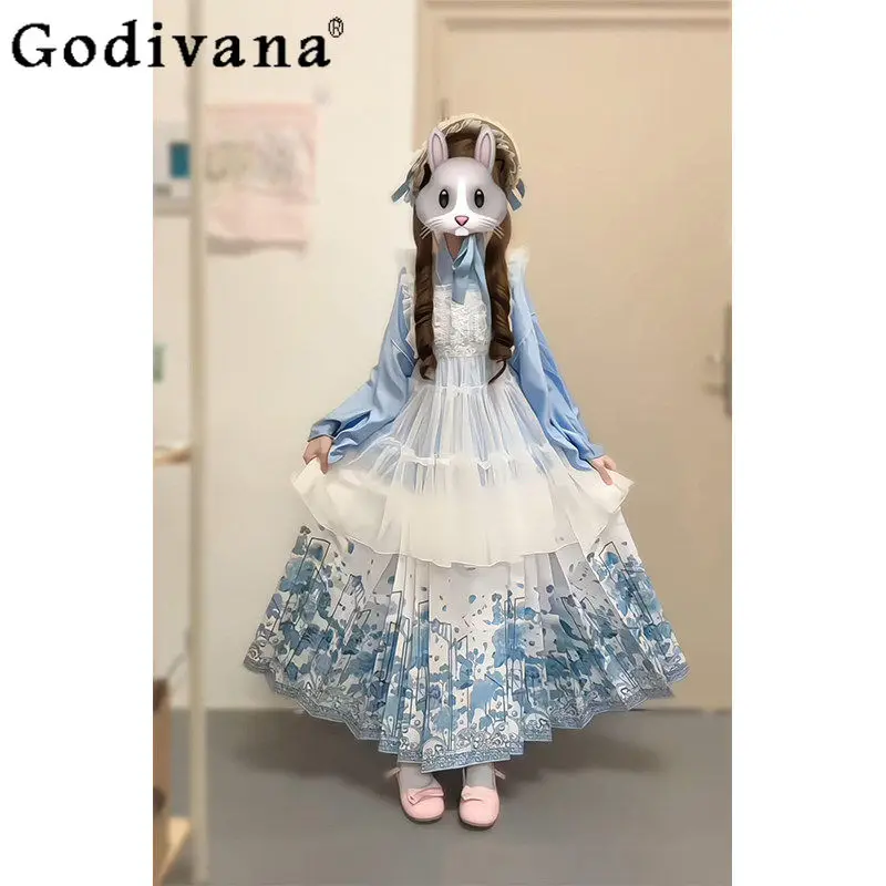Sweet Girl Blue Lolita Skirt Set for Women Chinese Style High Street Cute Three Pieces Suits Female Sweet Birthday Outfits
Sweet Girl Blue Lolita Skirt Set for Women Chinese Style High Street Cute Three Pieces Suits Female Sweet Birthday Outfits