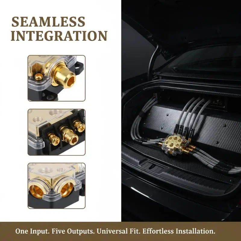 1 In 5 Way Car Power Distributor Block Car Audio Amplifier Ground Distribution Terminal For Vehicle Amplifier DSP Modification