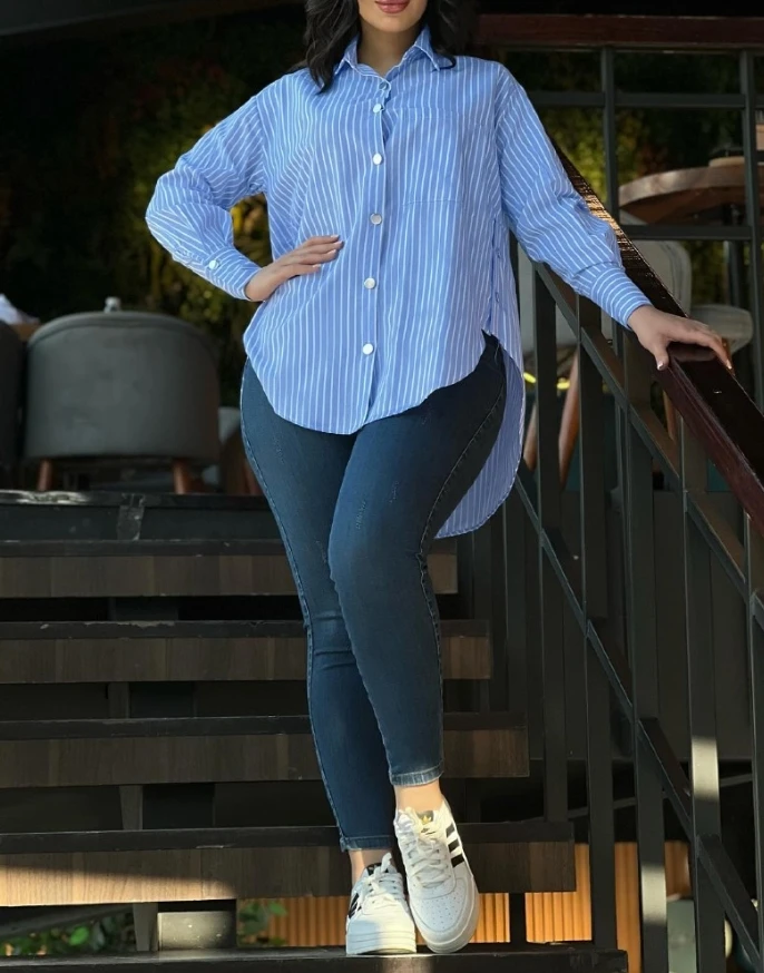 Women's Top Striped Turn-Down Collar Long Sleeve Blouse Casual Button Down T Shirts Top Street Style Casual Simple Retro Shirt
Women's Top Striped Turn-Down Collar Long Sleeve Blouse Casual Button Down T Shirts Top Street Style Casual Simple Retro Shirt