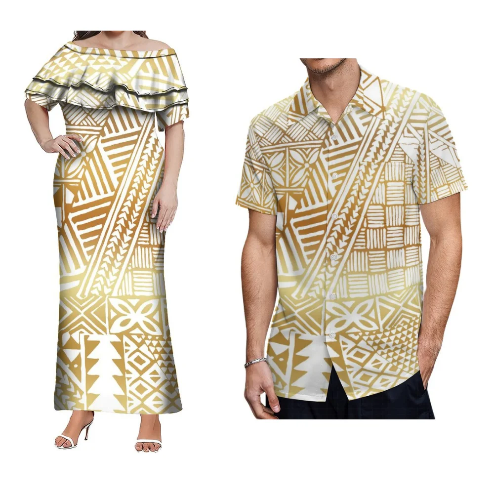 Custom-Made Polynesian Tribal Couple Gowns, Men'S Aloha Shirts And Women'S Dresses, Luxurious Party Floor-Length Dresses
Custom-Made Polynesian Tribal Couple Gowns, Men'S Aloha Shirts And Women'S Dresses, Luxurious Party Floor-Length Dresses