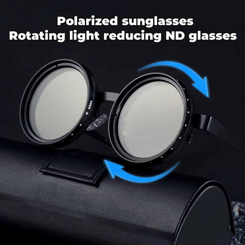 New ND Rotating Adjustable Brightness Light Reducing Sunglasses Round Frame Premium Feeling Polarised Fishing Glasses for Men
New ND Rotating Adjustable Brightness Light Reducing Sunglasses Round Frame Premium Feeling Polarised Fishing Glasses for Men