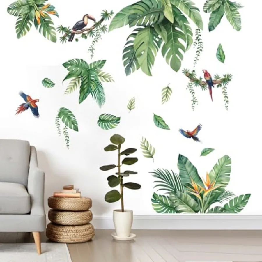 Leaves Wall Stickers for Living Room: Peel and Stick Tropical Plant Green Hanging Leaf Wall Decals - Bedroom Office Sofa TV Bac
Leaves Wall Stickers for Living Room: Peel and Stick Tropical Plant Green Hanging Leaf Wall Decals - Bedroom Office Sofa TV Bac