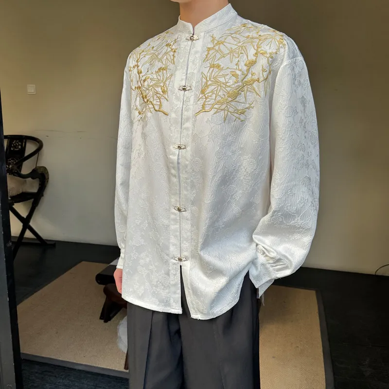 SYUHGFA New Chinese Style Embroidery Men's Wear Shirt Long Sleeve Stand Collar Printing Male Top 2024 Spring Temperament Shirts
SYUHGFA New Chinese Style Embroidery Men's Wear Shirt Long Sleeve Stand Collar Printing Male Top 2024 Spring Temperament Shirts