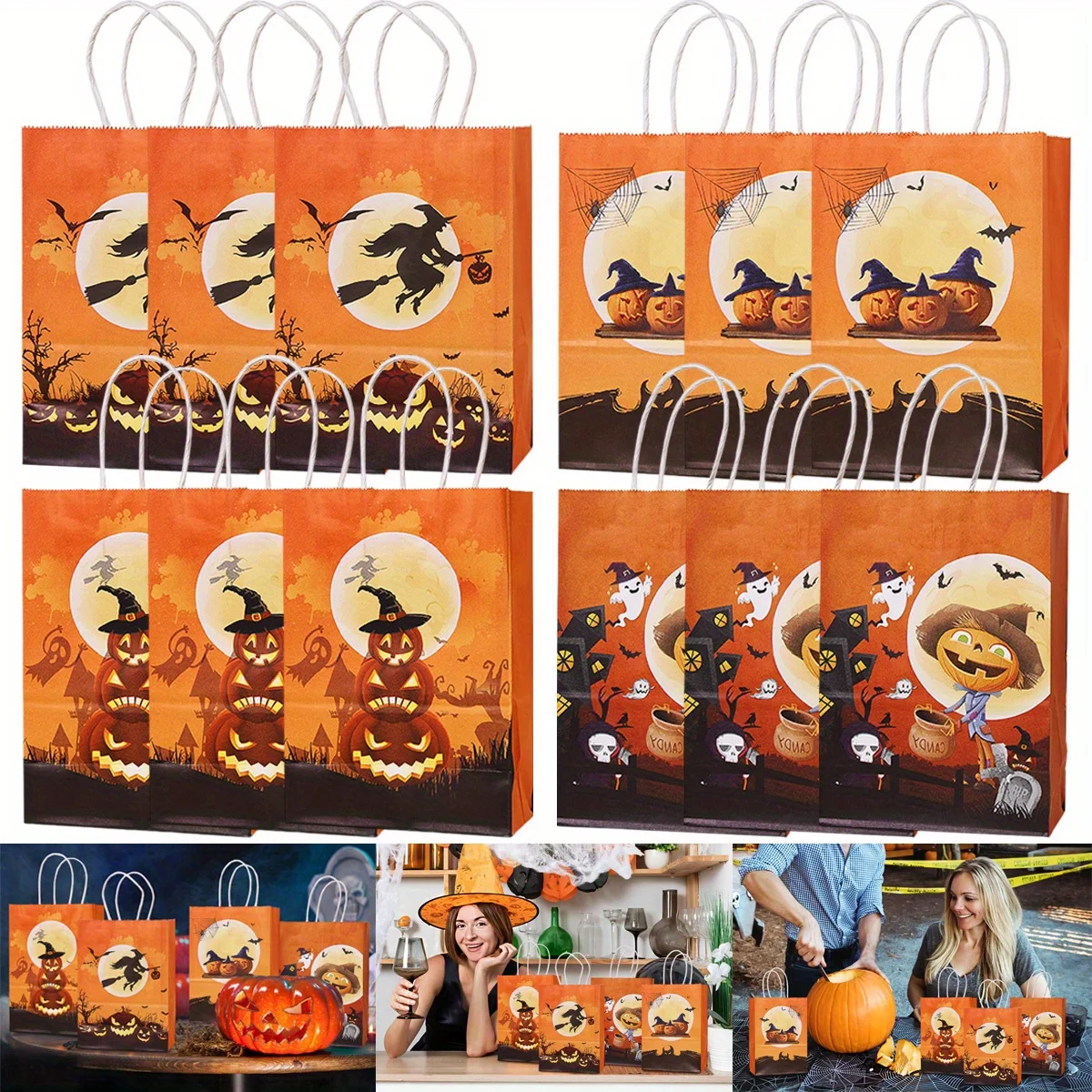 12Pcs Halloween Gifts Bags Pumpkin Bat Goodies Wrapping Bag with Handle Snack Packaging Pouch for Trick or Treat Party Supplies
12Pcs Halloween Gifts Bags Pumpkin Bat Goodies Wrapping Bag with Handle Snack Packaging Pouch for Trick or Treat Party Supplies