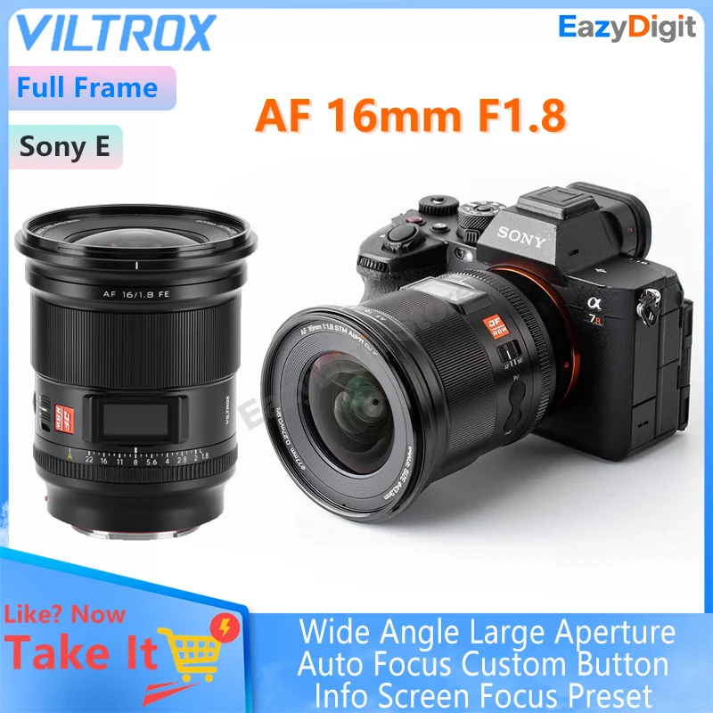 VILTROX AF 16 мм F1.8 FE полнокадровый сверхширокоугольный объектив с большим диафрагмой и автофокусировкой для камеры Sony FE, информационный экран, кнопка на заказ
VILTROX AF 16 мм F1.8 FE полнокадровый сверхширокоугольный объектив с большим диафрагмой и автофокусировкой для камеры Sony FE, информационный экран, кнопка на заказ