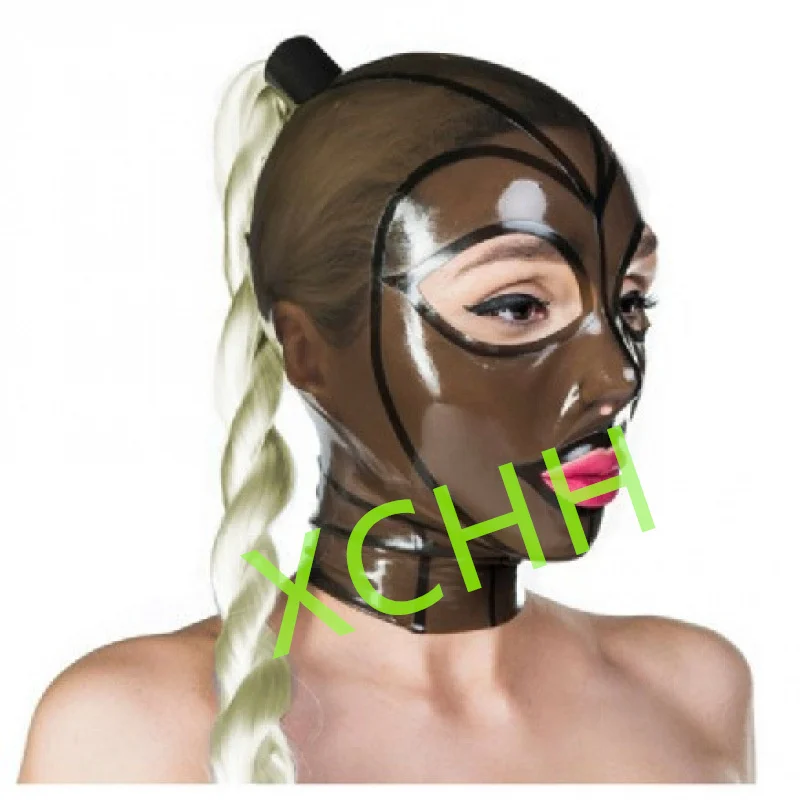 Handmade Latex Hood Rubber Mask Transparent Black with Wig Back Zip Sexy Fetish Headgear Customize Halloween Cosplay Costume
Handmade Latex Hood Rubber Mask Transparent Black with Wig Back Zip Sexy Fetish Headgear Customize Halloween Cosplay Costume