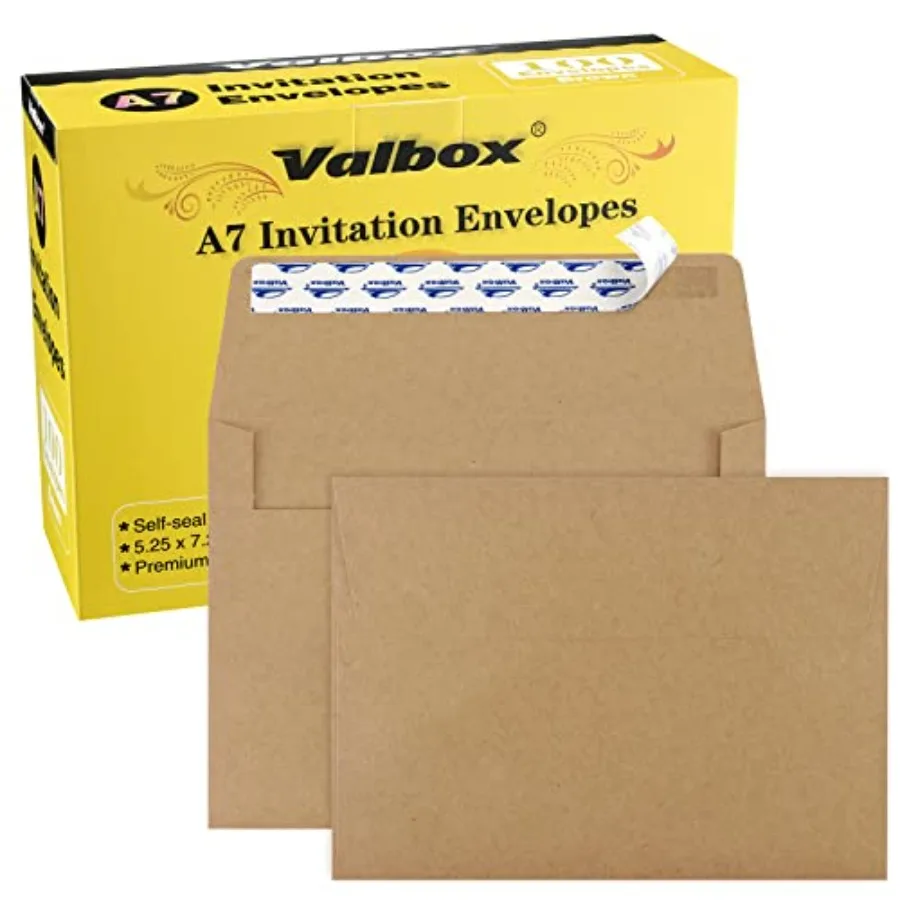 5x7 Envelopes for Invitation 100 Qty A7 Envelopes Self Seal, Kraft Paper Envelope for 5x7 Cards, Weddings, Baby Shower, Station
5x7 Envelopes for Invitation 100 Qty A7 Envelopes Self Seal, Kraft Paper Envelope for 5x7 Cards, Weddings, Baby Shower, Station