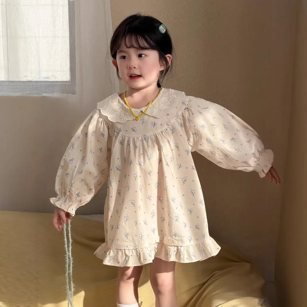 Children Princess Dress Sweet Turn-down Collar Long Sleeved Spring and Autumn Flower Printed Girls Dress Korean Floral Dress
Children Princess Dress Sweet Turn-down Collar Long Sleeved Spring and Autumn Flower Printed Girls Dress Korean Floral Dress