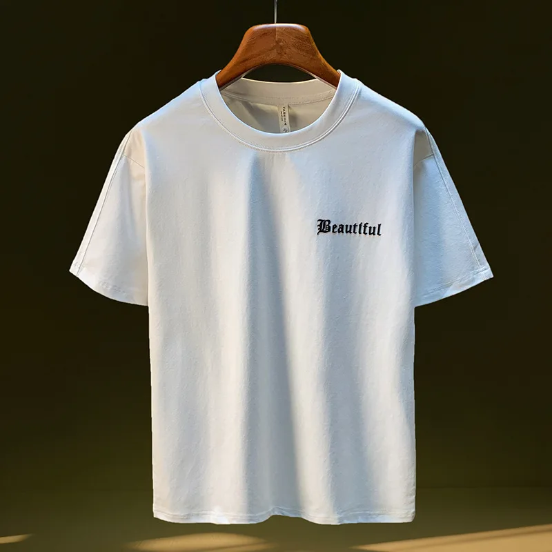 Summer new letter printed short sleeved T-shirt for men, high-density heavy-duty loose top, casual street men's clothing
Summer new letter printed short sleeved T-shirt for men, high-density heavy-duty loose top, casual street men's clothing