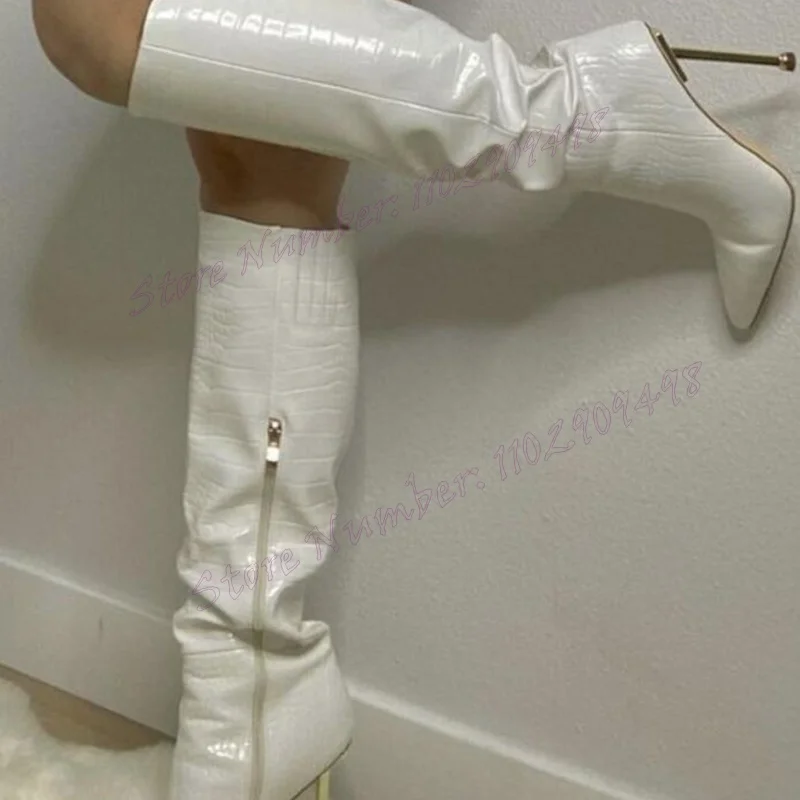 White Crocodile Skin Metal Heels Boots Pointed Toe Shoes for Women Thin High Heels Sexy Party Shoes 2024 Zapatos Para Mujere
White Crocodile Skin Metal Heels Boots Pointed Toe Shoes for Women Thin High Heels Sexy Party Shoes 2024 Zapatos Para Mujere