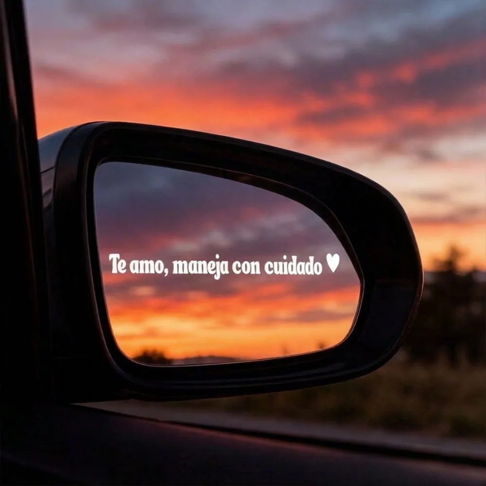 Waterproof Spanish Phrase Car Mirror Decal, Te Amo Maneja Con Cuidado Heart Decor Sticker For Auto Interior black & White & Pink Optional
Waterproof Spanish Phrase Car Mirror Decal, Te Amo Maneja Con Cuidado Heart Decor Sticker For Auto Interior black & White & Pink Optional