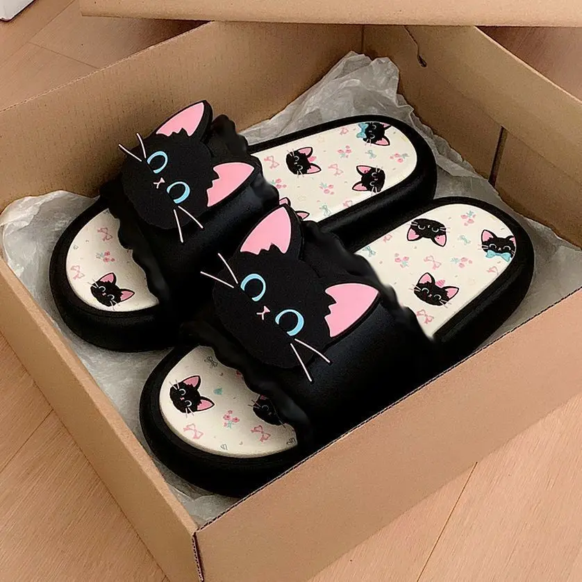 Cute sweet and cool little black cat slippers women wear niche soft bottom home non-slip in summer
Cute sweet and cool little black cat slippers women wear niche soft bottom home non-slip in summer