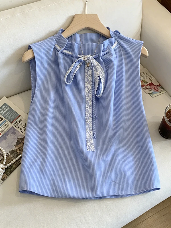 Summer 2026 Vintage Striped Sleeveless Shirt Loose Doll Design Sense Korean Style Breathable Skin-Friendly Casual Top
Summer 2026 Vintage Striped Sleeveless Shirt Loose Doll Design Sense Korean Style Breathable Skin-Friendly Casual Top