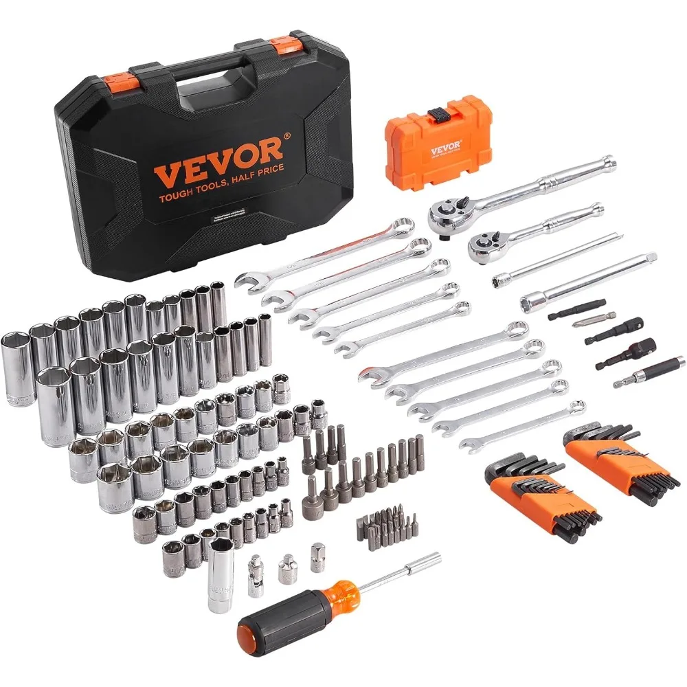 Набор механических инструментов VEVOR и набор головок, глубокие и стандартные розетки с приводом 1/4 и 3/8, 145 шт. Набор инструментов SAE и Metric Mechanic w
Набор механических инструментов VEVOR и набор головок, глубокие и стандартные розетки с приводом 1/4 и 3/8, 145 шт. Набор инструментов SAE и Metric Mechanic w