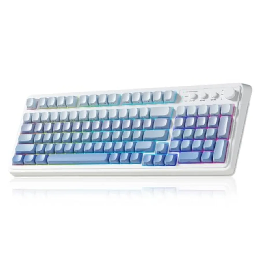 S99 Gaming Keyboard, Wireless Computer Keyboards, Tri-Mode Bluetooth Creamy Custom Keyboard with Number Pad, RGB Backlit Media