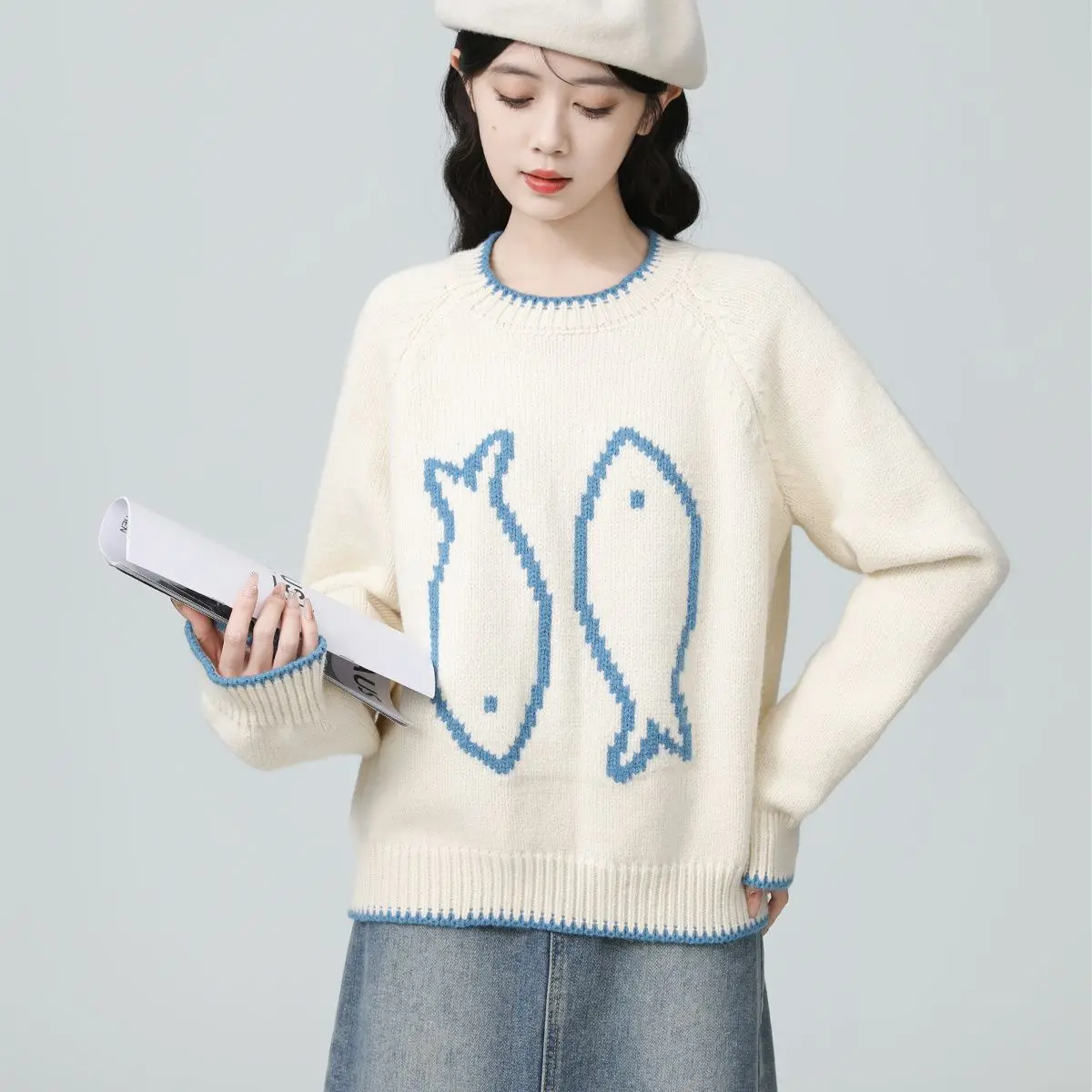 2026 Осенне-зимний женский пуловер, вязаный свитер с круглым вырезом
2026 Осенне-зимний женский пуловер, вязаный свитер с круглым вырезом