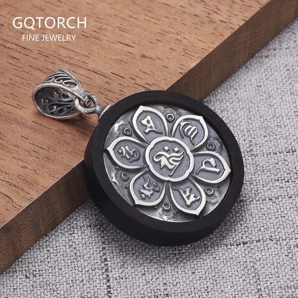 Silver 925 Buddhism OM Six Words Truth Ebony Wood Amulet Pendant Lotus Engraved Round Shape Antiqued Vintage Handmade Jewelry
Silver 925 Buddhism OM Six Words Truth Ebony Wood Amulet Pendant Lotus Engraved Round Shape Antiqued Vintage Handmade Jewelry
