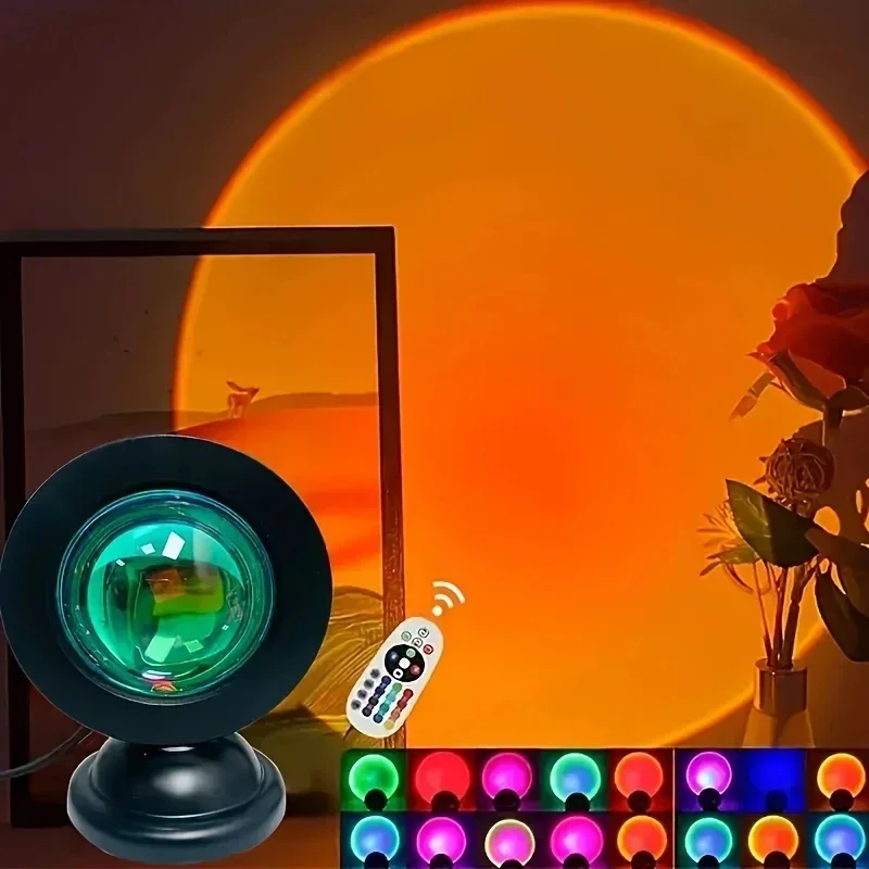 LED sunset projection light with remote control, night light - metal independent light, suitable for home decoration and camping
LED sunset projection light with remote control, night light - metal independent light, suitable for home decoration and camping