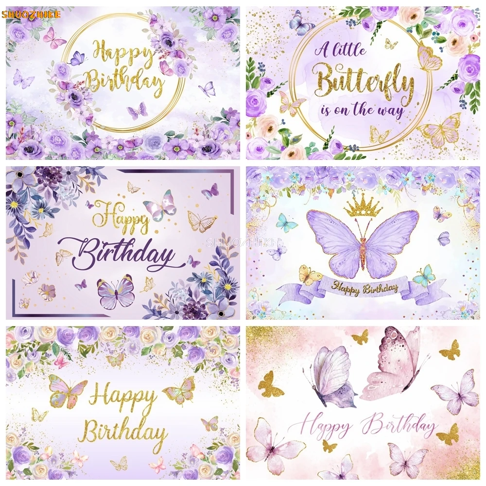 Cartoon Butterfly Happy Birthday Backdrop Baby Shower Floral Gold Frame Princess Girl Party Decor Photography Background
Cartoon Butterfly Happy Birthday Backdrop Baby Shower Floral Gold Frame Princess Girl Party Decor Photography Background
