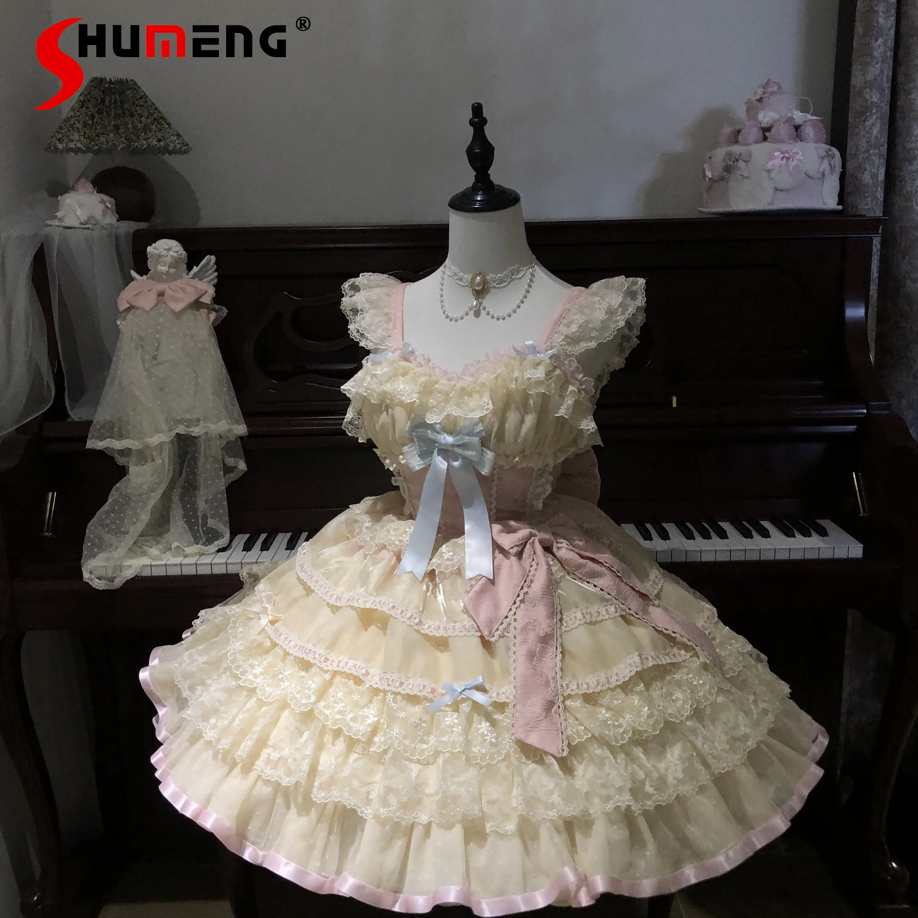 Original Japanese Sweet Cute Girls' Princess JSK Dress Lace Splicing Bow Layered Kawaii Lolita Puffy Cake Short Dress for Women
Original Japanese Sweet Cute Girls' Princess JSK Dress Lace Splicing Bow Layered Kawaii Lolita Puffy Cake Short Dress for Women