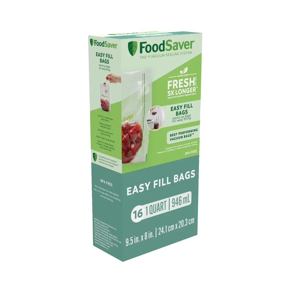 Многоразовые вакуумные пакеты Easy Fill, 1 кварт (946 мл), 16 штук, герметичные, для хранения продуктов в морозильной камере и холодильнике, для приготовления еды
Многоразовые вакуумные пакеты Easy Fill, 1 кварт (946 мл), 16 штук, герметичные, для хранения продуктов в морозильной камере и холодильнике, для приготовления еды