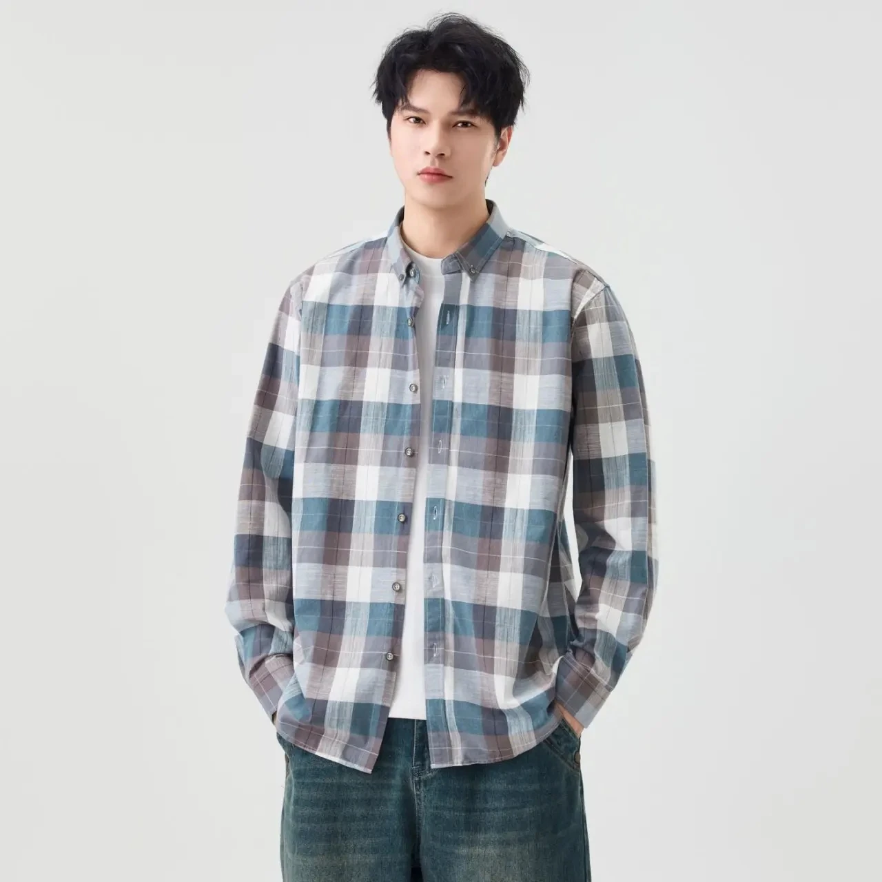 Men Soft Comfortable Fashion Long Sleeve Loose Casual Plaid Shirt Cityboy Japan Streetwear Shirts Blouses
Men Soft Comfortable Fashion Long Sleeve Loose Casual Plaid Shirt Cityboy Japan Streetwear Shirts Blouses