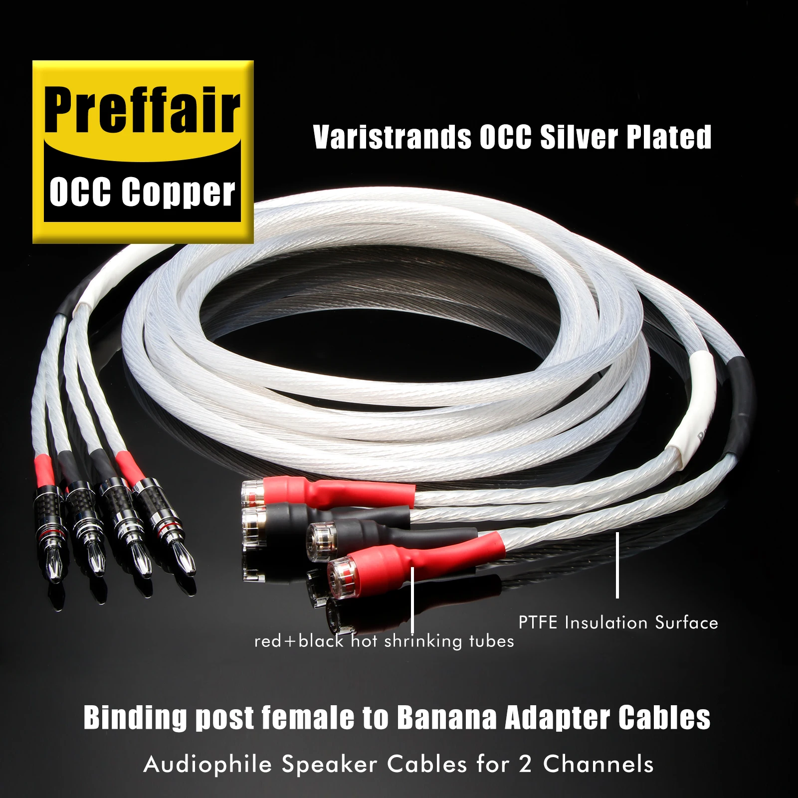 Preffair High Quality One Pair OCC Copper Sliver Plated Speaker Cable HI-FI amplifier speaker cable Banana head cable
Preffair High Quality One Pair OCC Copper Sliver Plated Speaker Cable HI-FI amplifier speaker cable Banana head cable