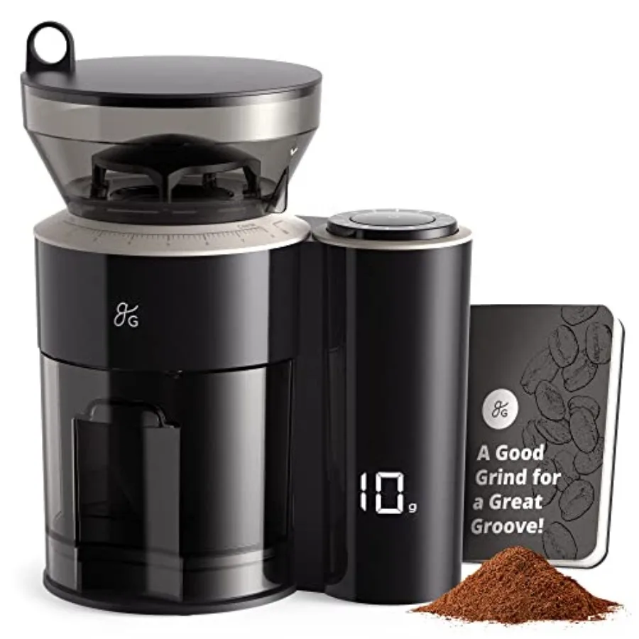 Coffee Grinder with Built-in Dosing Scale - Conical Burr Grinder with 8 Grind Settings UV-Tinted 200g Hopper for Espresso Pour
Coffee Grinder with Built-in Dosing Scale - Conical Burr Grinder with 8 Grind Settings UV-Tinted 200g Hopper for Espresso Pour