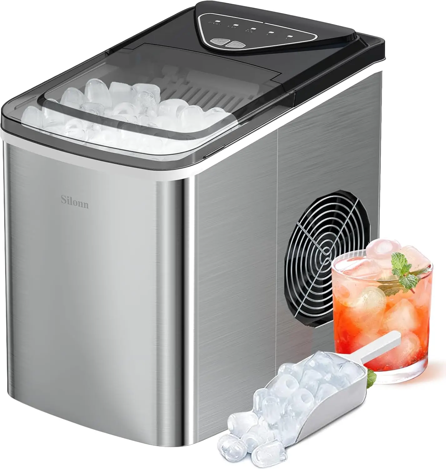 Countertop Ice Maker, 9 Cubes in 6 Mins, 26 Lbs in 24 Hrs, Compact Machine with Basket & Scoop, 2 Sizes
Countertop Ice Maker, 9 Cubes in 6 Mins, 26 Lbs in 24 Hrs, Compact Machine with Basket & Scoop, 2 Sizes