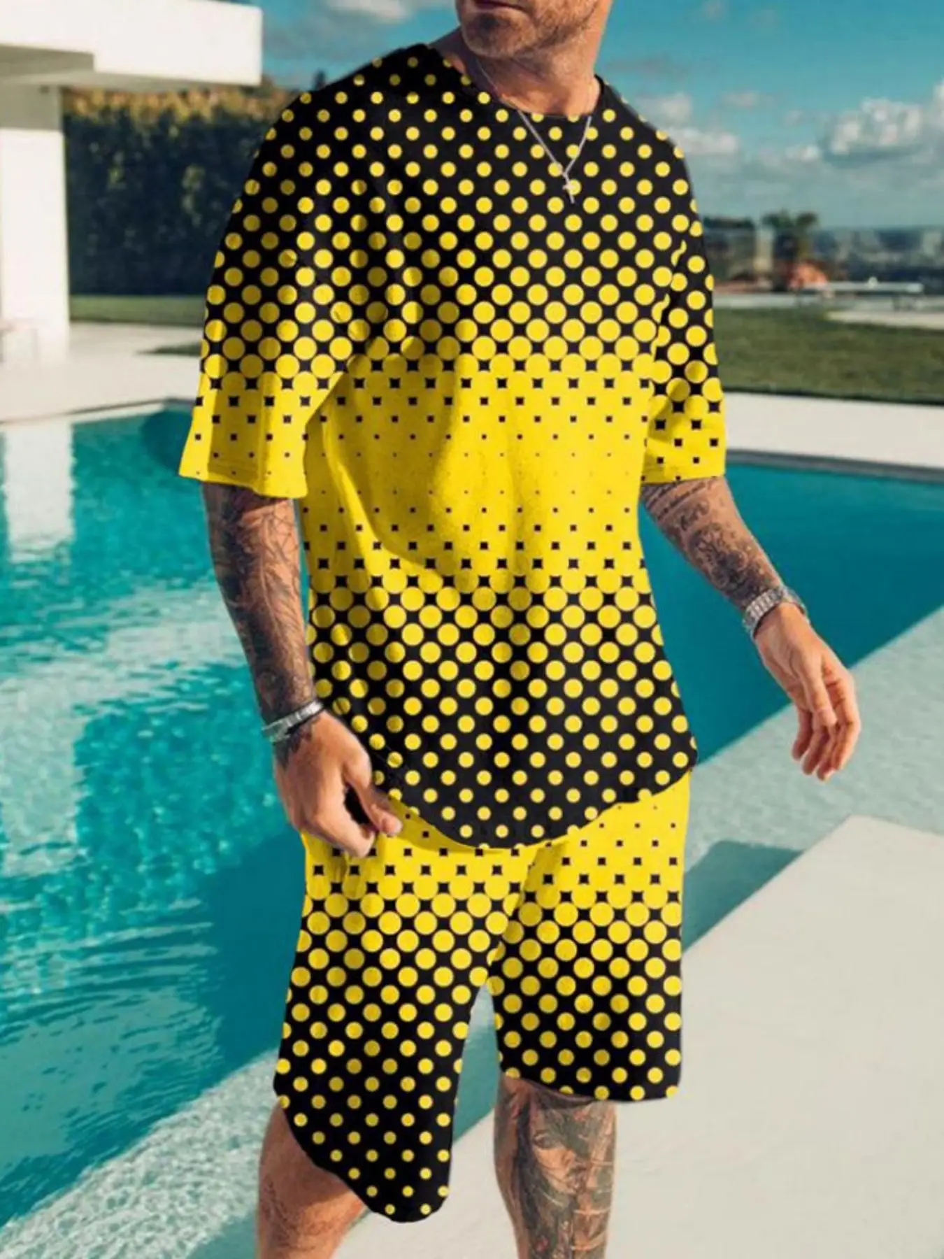 Summer Shorts Suit Fashion Men T Shirt Geometry Graphical Print Short Sleeve Set Male Tees Streetwear Casual Tracksuit Sets
Summer Shorts Suit Fashion Men T Shirt Geometry Graphical Print Short Sleeve Set Male Tees Streetwear Casual Tracksuit Sets
