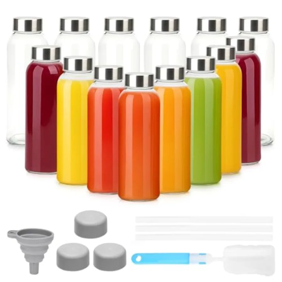 Juice s with Lids, 16 Pack Reusable Water with Stainless Steel Caps and Straws, Leak Proof, BPA-Free Small Juice Bottles for Ju
Juice s with Lids, 16 Pack Reusable Water with Stainless Steel Caps and Straws, Leak Proof, BPA-Free Small Juice Bottles for Ju