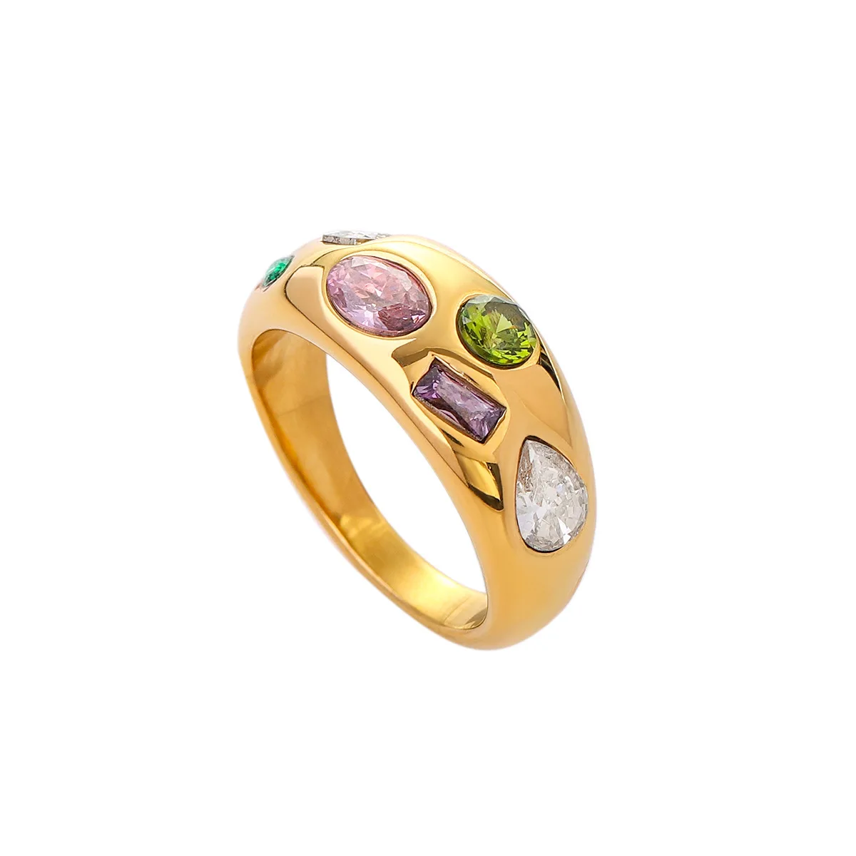Stainless Steel PVD 18K Gold Plated Tarnish Colorful Stone Solid Rings For Woman Jewelry Wholesale Summer Trendy
Stainless Steel PVD 18K Gold Plated Tarnish Colorful Stone Solid Rings For Woman Jewelry Wholesale Summer Trendy