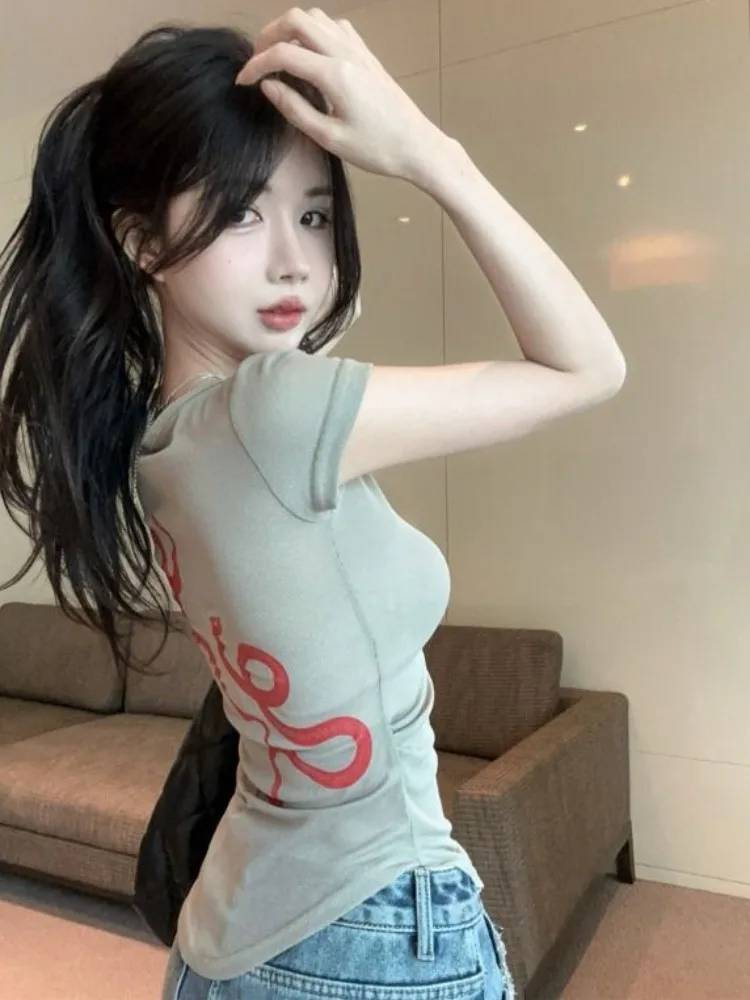 Pure Desirable Sexy Short Sleeve T-Shirt Women's Summer Slimming U-Neck Print Casual Standard Fit Breathable Citywalk Top
Pure Desirable Sexy Short Sleeve T-Shirt Women's Summer Slimming U-Neck Print Casual Standard Fit Breathable Citywalk Top