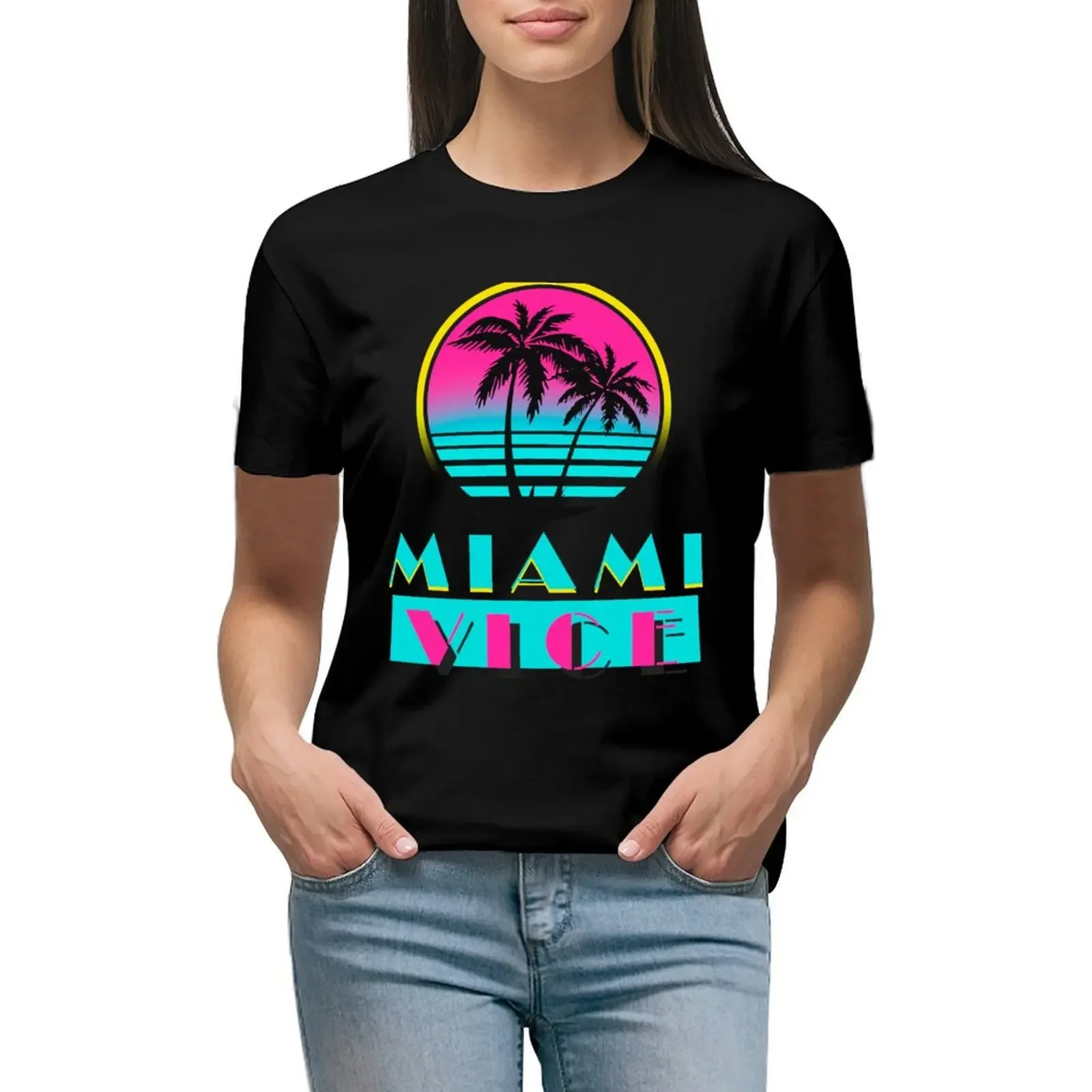 Miami Vice T-Shirt animal prinfor oversized Short sleeve tee funny spring clothes Women 2024
Miami Vice T-Shirt animal prinfor oversized Short sleeve tee funny spring clothes Women 2024