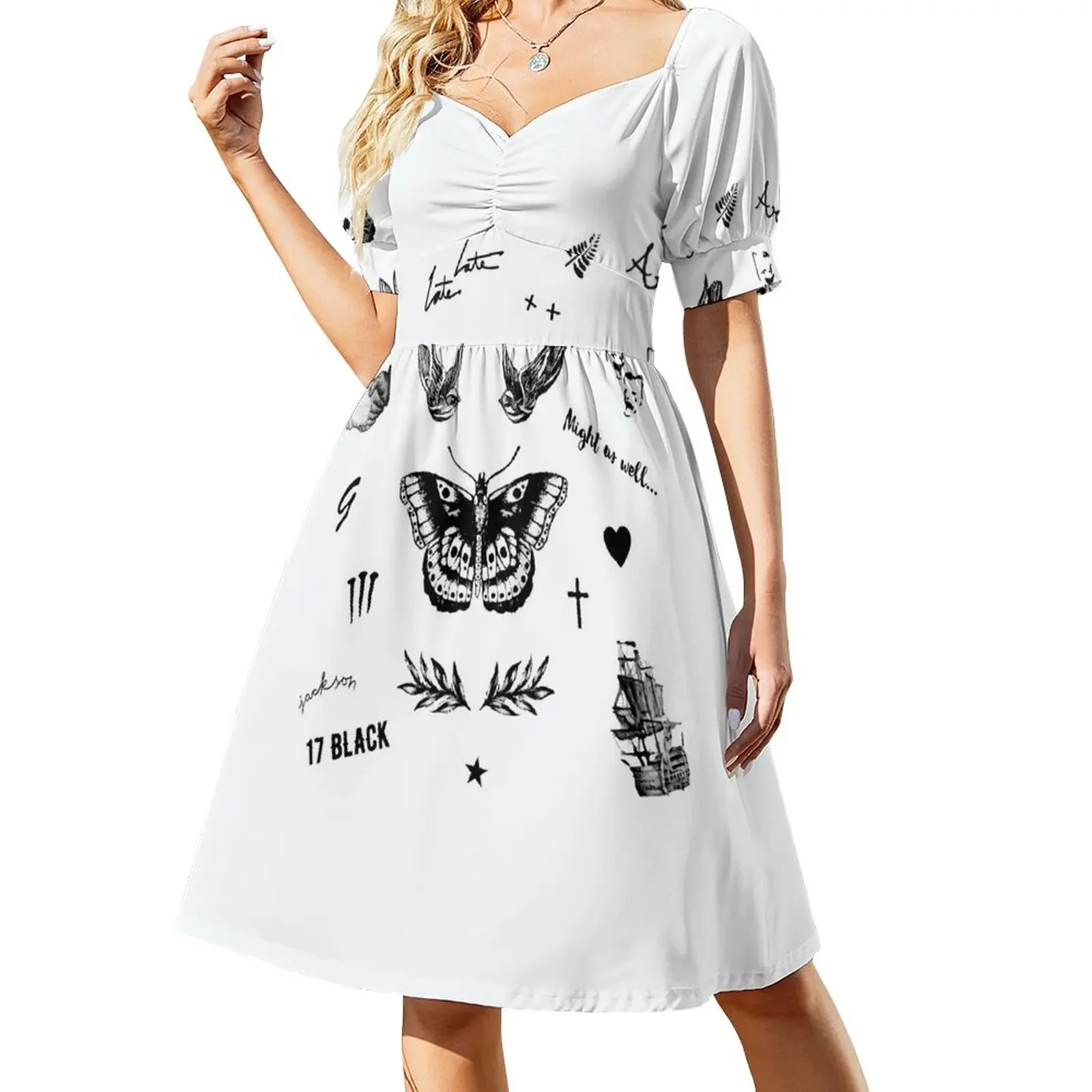 Harry's Tattoos Short-Sleeved Dress Women's evening dress elegant party dress for women 2025
Harry's Tattoos Short-Sleeved Dress Women's evening dress elegant party dress for women 2025