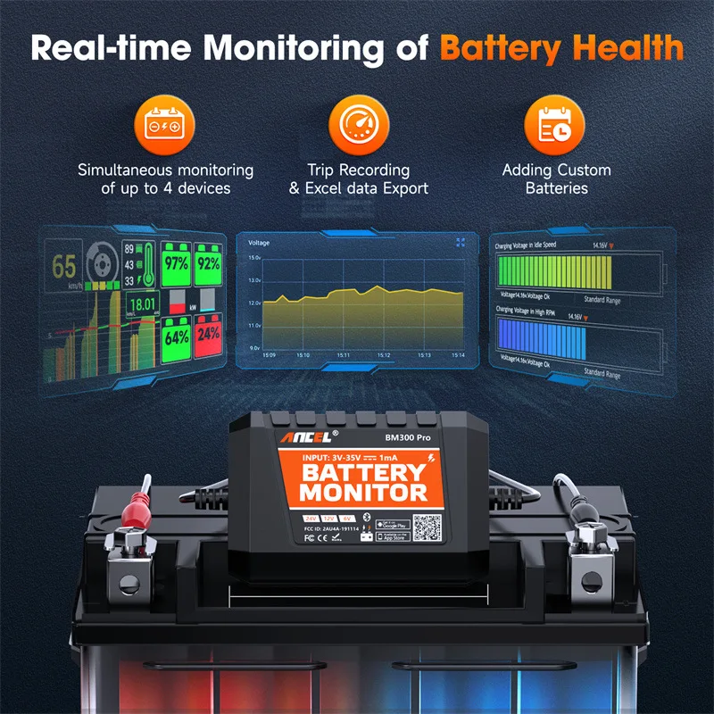 ANCEL BM300PRO Electric Vehicle Battery Analyzer 6V 12V 24V Charging System Test Tool English Diagnostic Tool
ANCEL BM300PRO Electric Vehicle Battery Analyzer 6V 12V 24V Charging System Test Tool English Diagnostic Tool