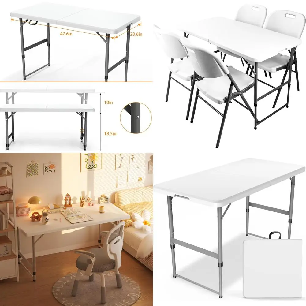 Портативный складной стол, усиленный, для использования в помещении и на улице, белый (4T)
Портативный складной стол, усиленный, для использования в помещении и на улице, белый (4T)