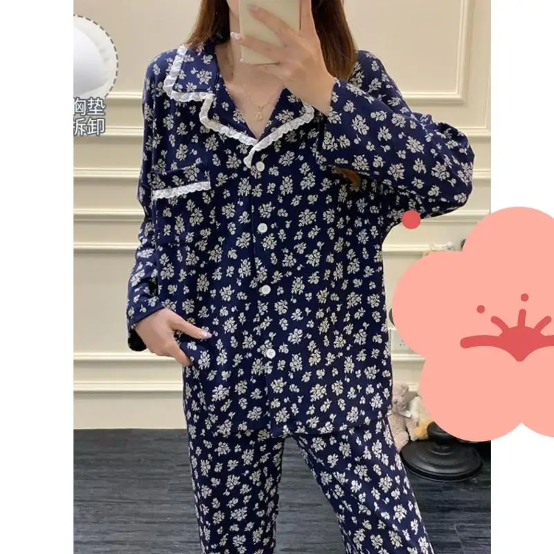 long sleeves Women's pajamas Spring autumn new model Sleepwear Korean version Pajama floral cardigan suit loose student homewear
long sleeves Women's pajamas Spring autumn new model Sleepwear Korean version Pajama floral cardigan suit loose student homewear