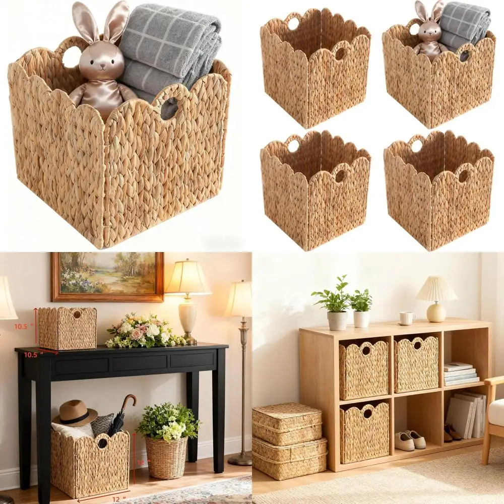 Durable Natural Seagrass Storage Cubes, 12x12 Inch Foldable Baskets for Shelves, Boho Style Square Bins (Set of 4)
Durable Natural Seagrass Storage Cubes, 12x12 Inch Foldable Baskets for Shelves, Boho Style Square Bins (Set of 4)